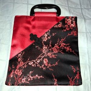 Black and red vintage inspired chinese purse